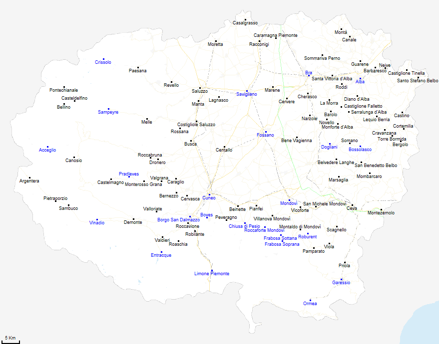 map province of Cuneo