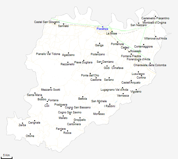 map province of Piacenza