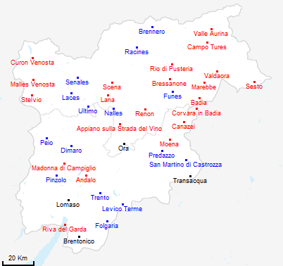 mappa regione Trentino Alto Adige