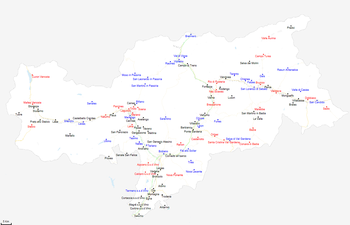 mappa provincia di Bolzano