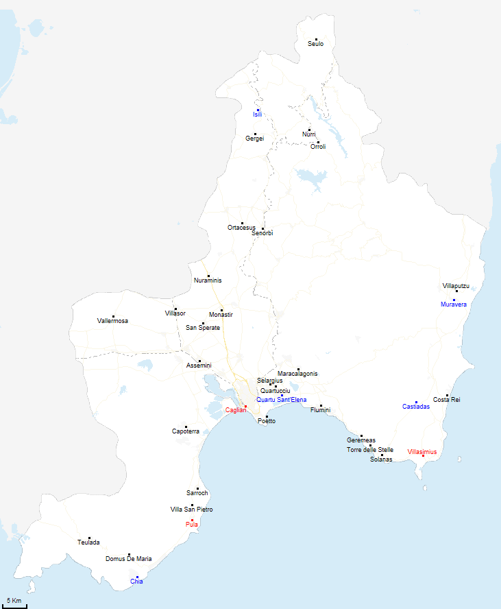 mappa provincia di Cagliari