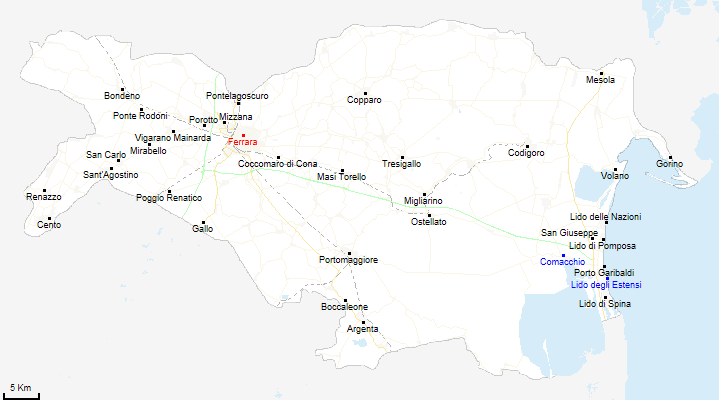 mappa provincia di Ferrara