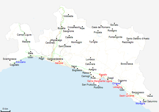 mappa provincia di Genova