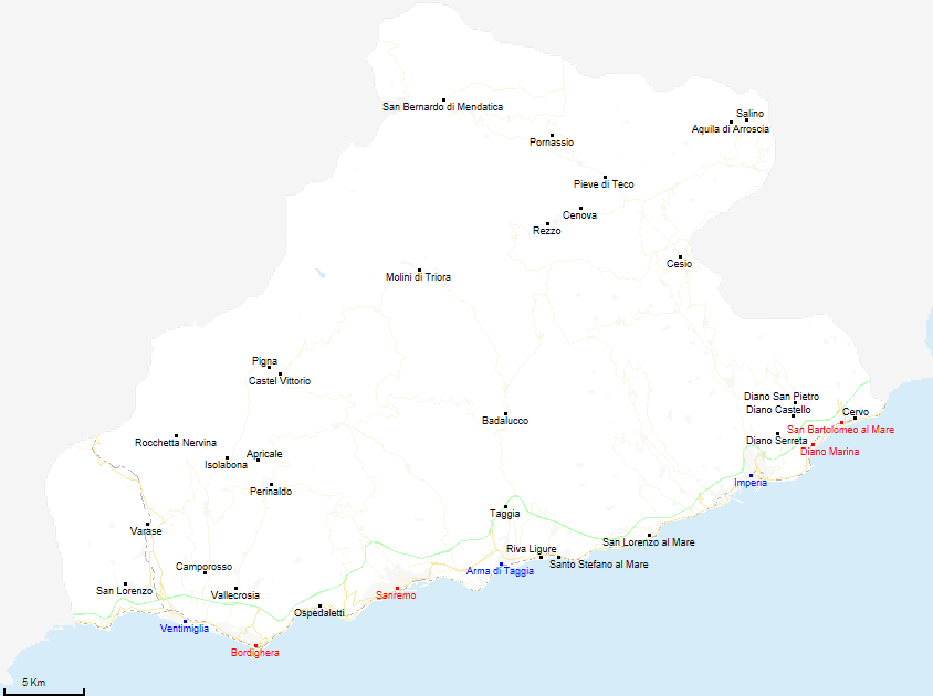 mappa provincia di Imperia