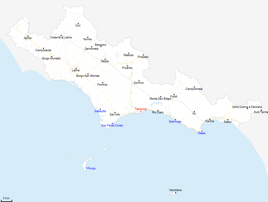 mappa provincia di Latina