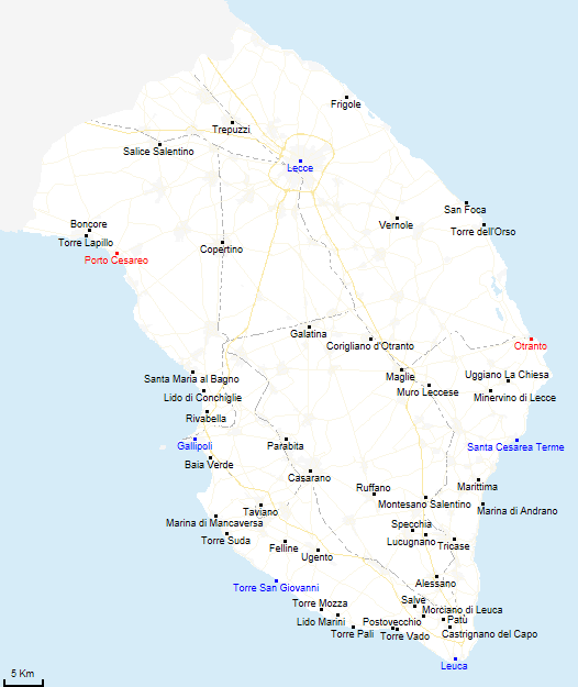 mappa provincia di Lecce