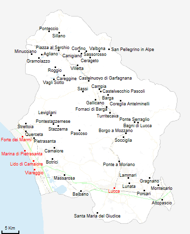 mappa provincia di Lucca
