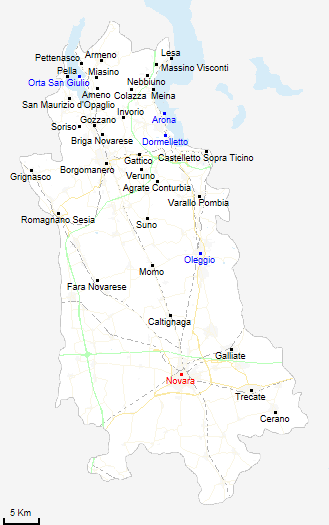 mappa provincia di Novara