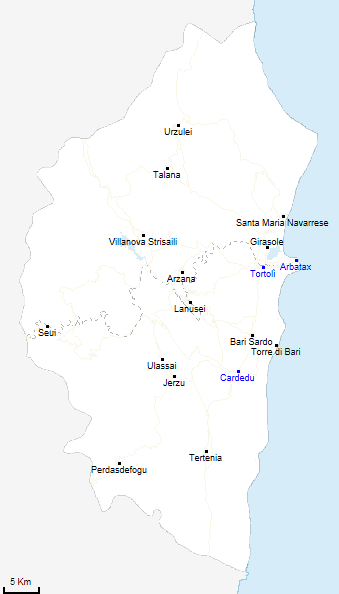 mappa provincia di Ogliastra