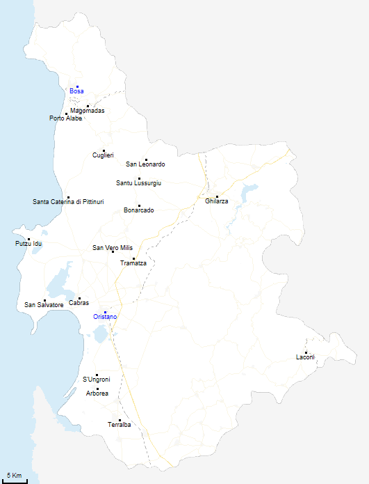 mappa provincia di Oristano