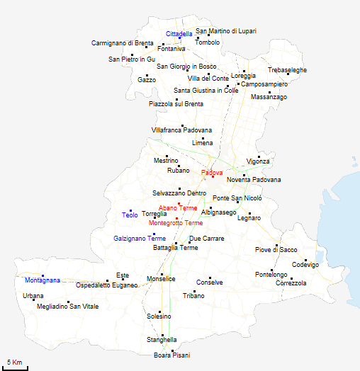 mappa provincia di Padova