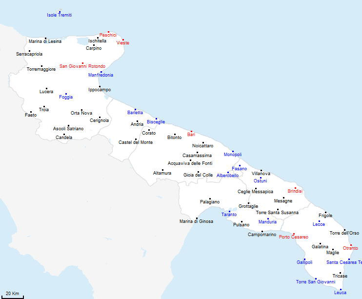 map region Puglia