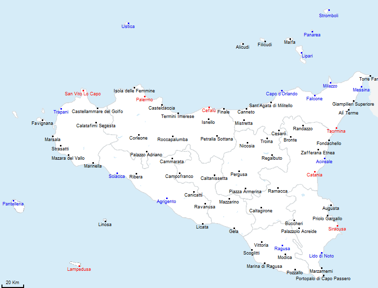 mappa regione Sicilia