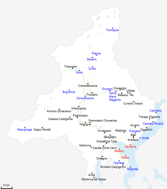 mappa provincia di Verbano-Cusio-Ossola