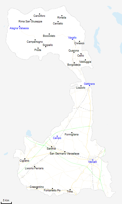 mappa provincia di Vercelli